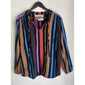 Ace & Jig Mia Striped Cotton Top S Ribbon Candy Boxy Relaxed Colorful Retro